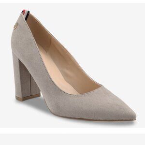 Tommy Hilfiger Block Heel Point Toe Pump Women Size 9 Taupe